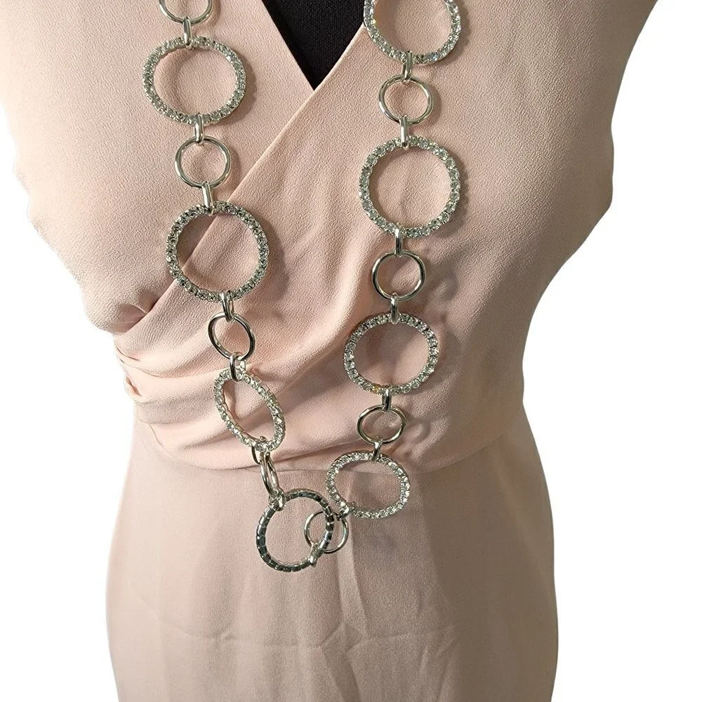 Circle Diamond Cut Chain Necklace Belt - Picture 4 of 7